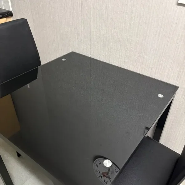 Black Glass table with 2 chairs
