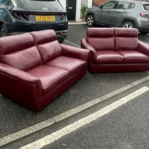 3 and 2 seater sofa in thick leather - Image 2