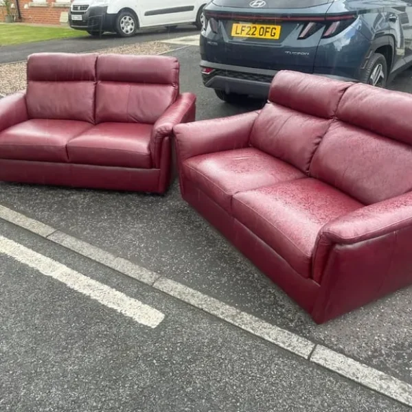 3 and 2 seater sofa in thick leather