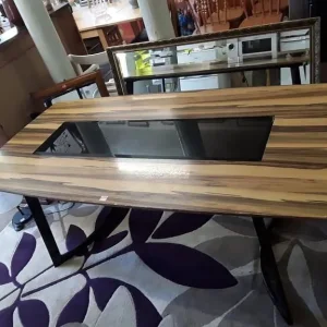 Vintage Style Formica Dining Table with Black Glass Insert - Image 2