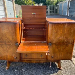 Vintage Wooden Drinks Cabinet with Pull-Down Serving Shelf - Image 2