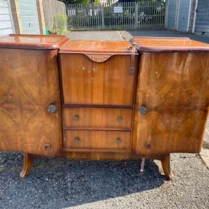 Vintage Wooden Drinks Cabinet with Pull-Down Serving Shelf