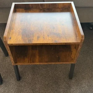 Pair of Wooden and Black Bedside Tables - Image 4