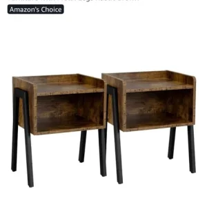 Pair of Wooden and Black Bedside Tables - Image 5