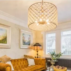 Metal and glass ceiling light with heavy base
