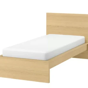 White Stained Oak IKEA Malm Single Bed with Mattress - Image 2