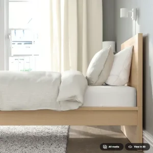 White Stained Oak IKEA Malm Single Bed with Mattress - Image 4