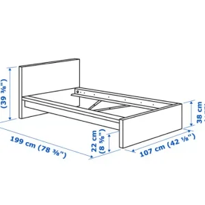 White Stained Oak IKEA Malm Single Bed with Mattress - Image 5