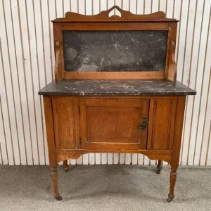 Antique Marble Top Mahogany Washstand With Cupboard - Image 3