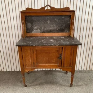 Antique Marble Top Mahogany Washstand With Cupboard