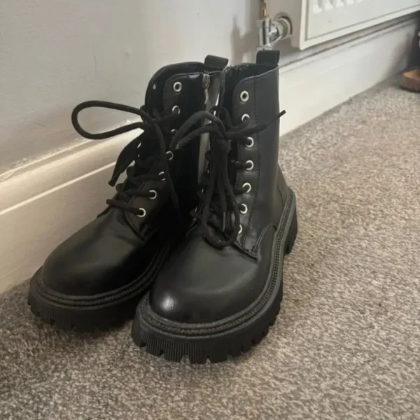 Black lace up ankle boots