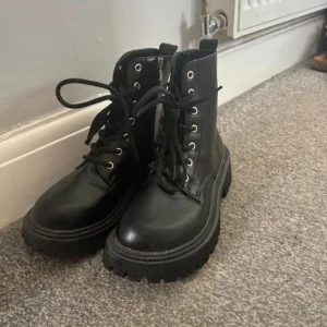 Black lace up ankle boots