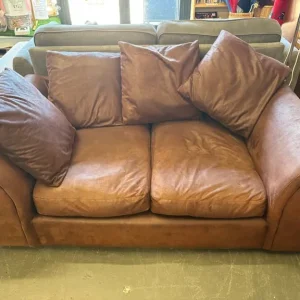 Brown leather two seater sofa
