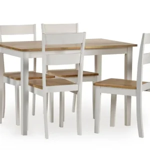 Oak white dining table and matching bench - Image 5
