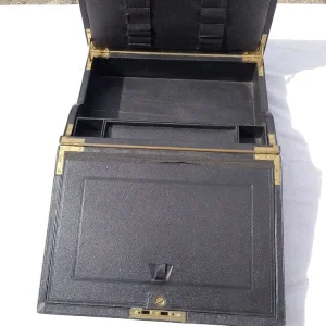 Late 19th century folding leather bound writing sloop