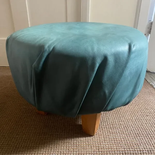 Small Ottoman with Custom Green Leather Top