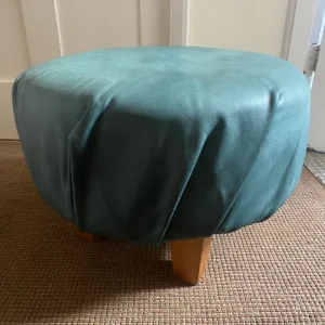 Small Ottoman with Custom Green Leather Top