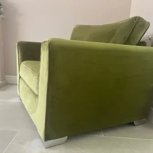 Light Olive Velvet Loveseat - Image 2