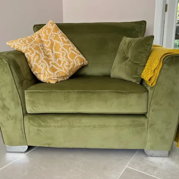 Light Olive Velvet Loveseat