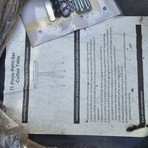 6 seater dining set with cushions, 2 footstools and side table - Image 3