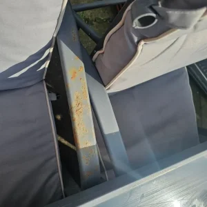 6 seater dining set with cushions, 2 footstools and side table - Image 6