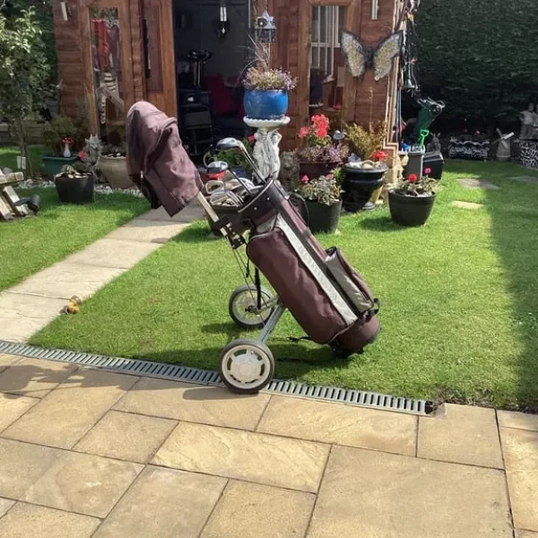 Set of 13 clubs, bag, balls, tees and trolley