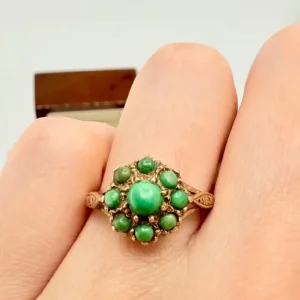 Vintage 9ct Gold Turquoise Cluster Ring - Image 3