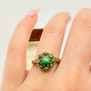 Vintage 9ct Gold Turquoise Cluster Ring - Image 4