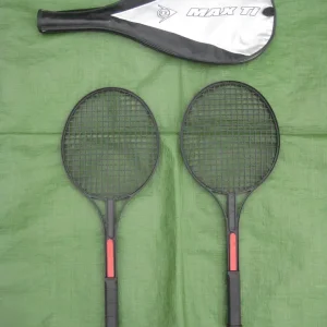 Two 20 Inch Toy Tennis Racquets and a Racquet Cover