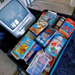 Retro TV and a stack of VHS tapes
