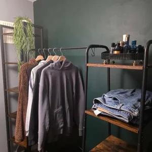 Matching Clothing Rack, Shelving and Bedside Table