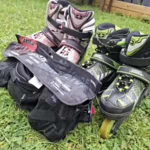 2 Pairs of Inline Skates with Protection Gear - Image 3