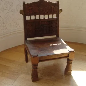 Carved Wooden Chair from India - Image 2