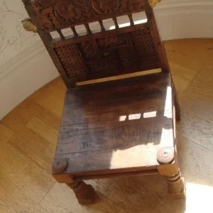 Carved Wooden Chair from India - Image 4