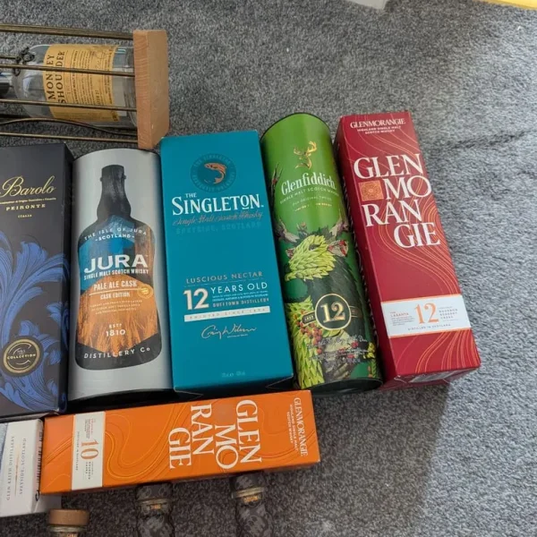 Empty whisky bottles