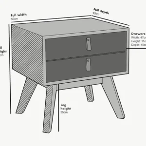 Bedside Table with 2 Drawers - Image 2