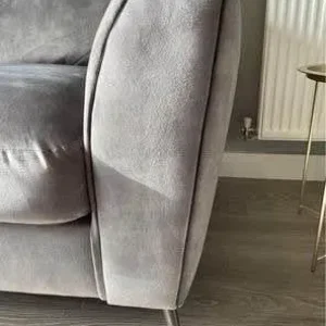 3 Seater Sofa – Mid-Century Modern Grey Velvet - Image 3
