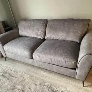 3 Seater Sofa – Mid-Century Modern Grey Velvet - Image 4
