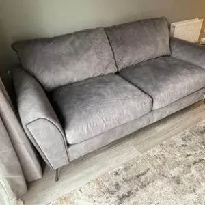 3 Seater Sofa – Mid-Century Modern Grey Velvet
