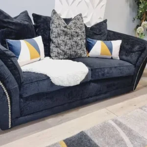 Black studded sofa set 3+2 - Image 3