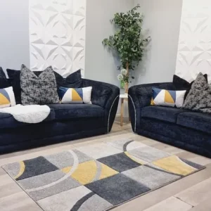 Black studded sofa set 3+2