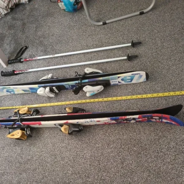 2 Ski Set - Bindings, Poles