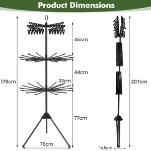 Folding Clothes Drying Rack with 3 Tiers and 24 Clips - Image 3