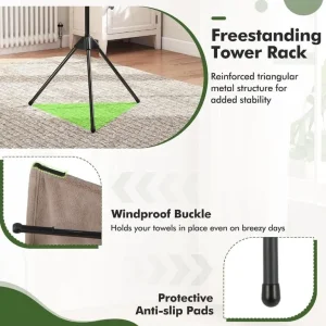 Folding Clothes Drying Rack with 3 Tiers and 24 Clips - Image 5
