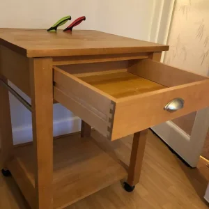 M&S Solid Wood Butchers Block with Drawer and Shelving - Image 2