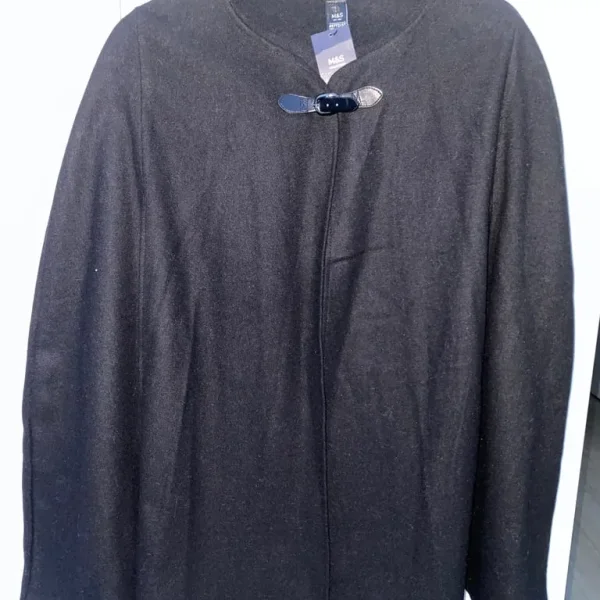 Black wool-like cape jacket