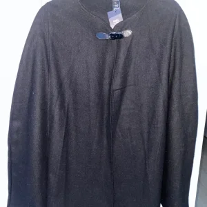 Black wool-like cape jacket