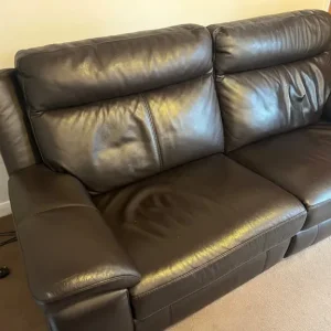 3 seater sofa brown leather recliners - Image 2