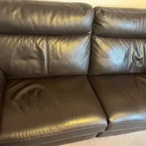 3 seater sofa brown leather recliners - Image 3