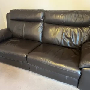 3 seater sofa brown leather recliners